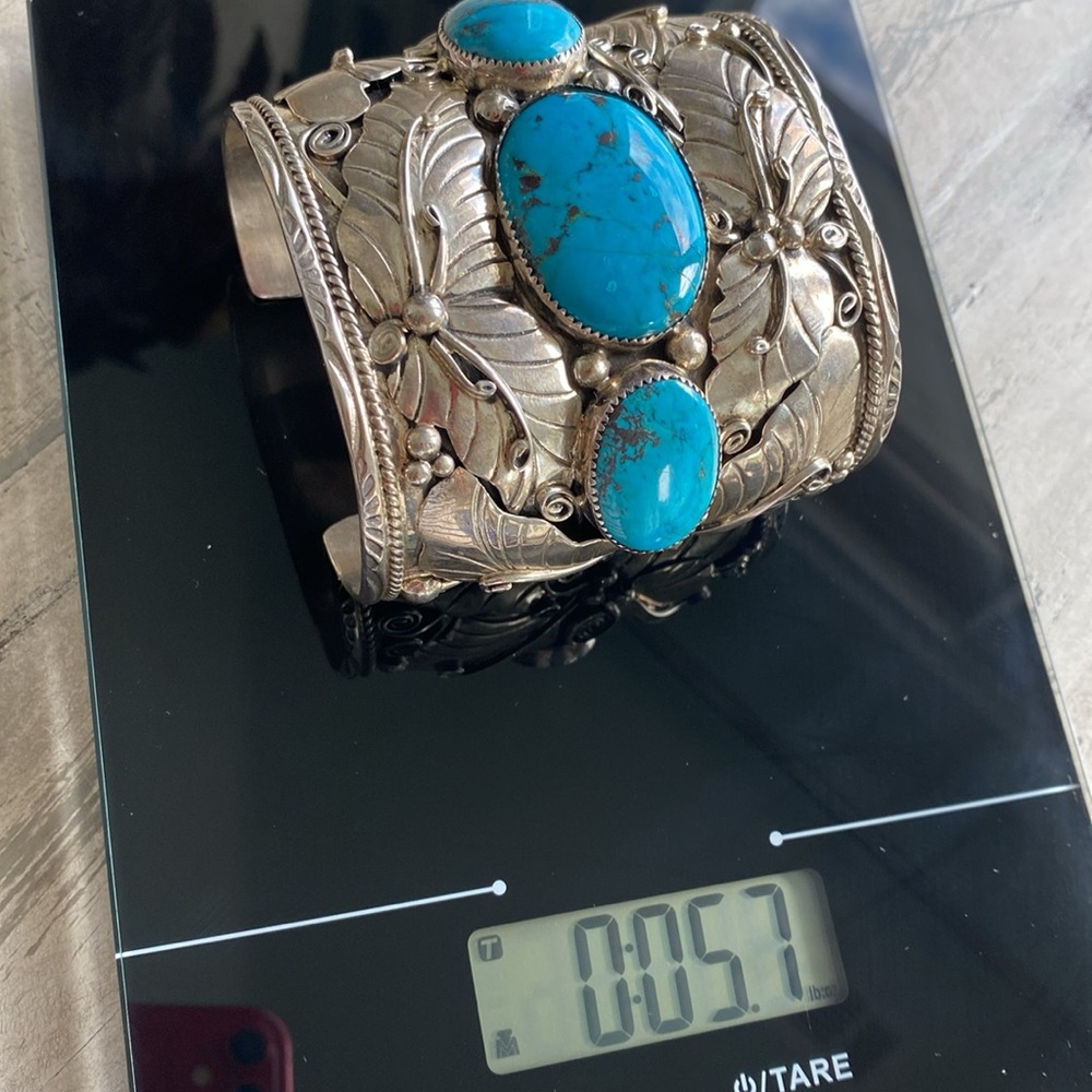 Very Big Very Heavy sterling Turquoise bangle. - Picture 8 of 8